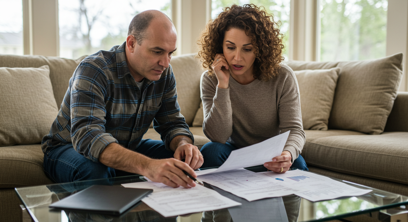 couple reviewing financial documents together